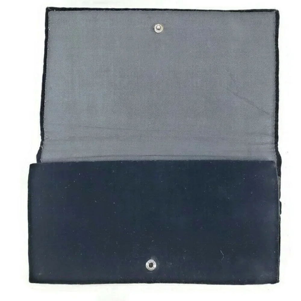 Vintage Ganeshi Lall & Son Clutch Black and Silver Velvet Purse Handbag